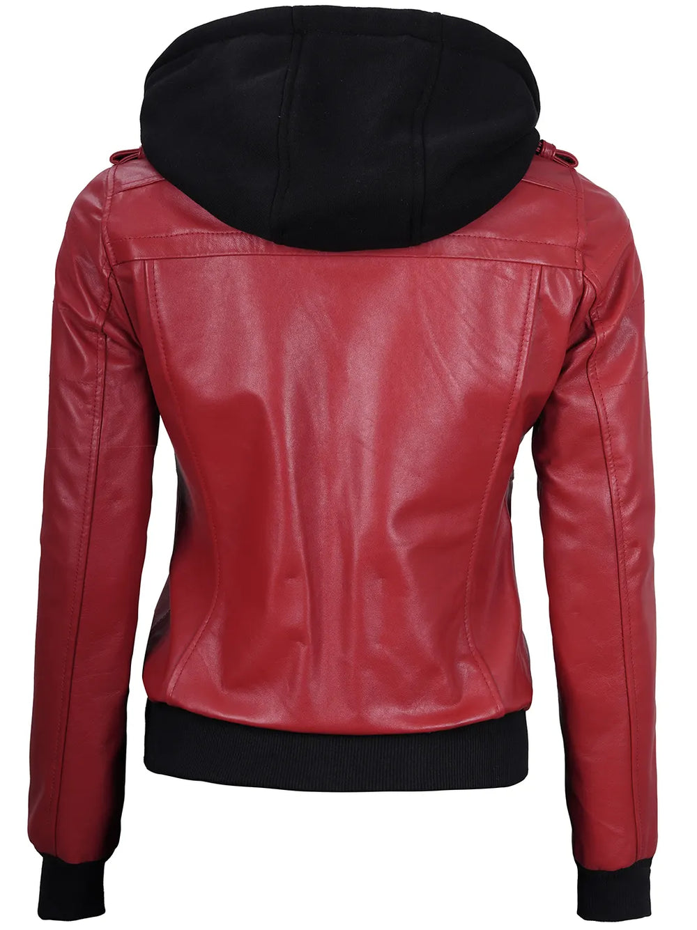 leather jacket with hood