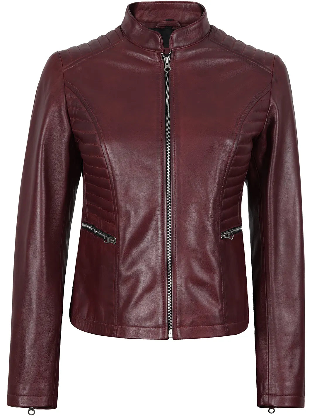 maroon leater jacket womens 
