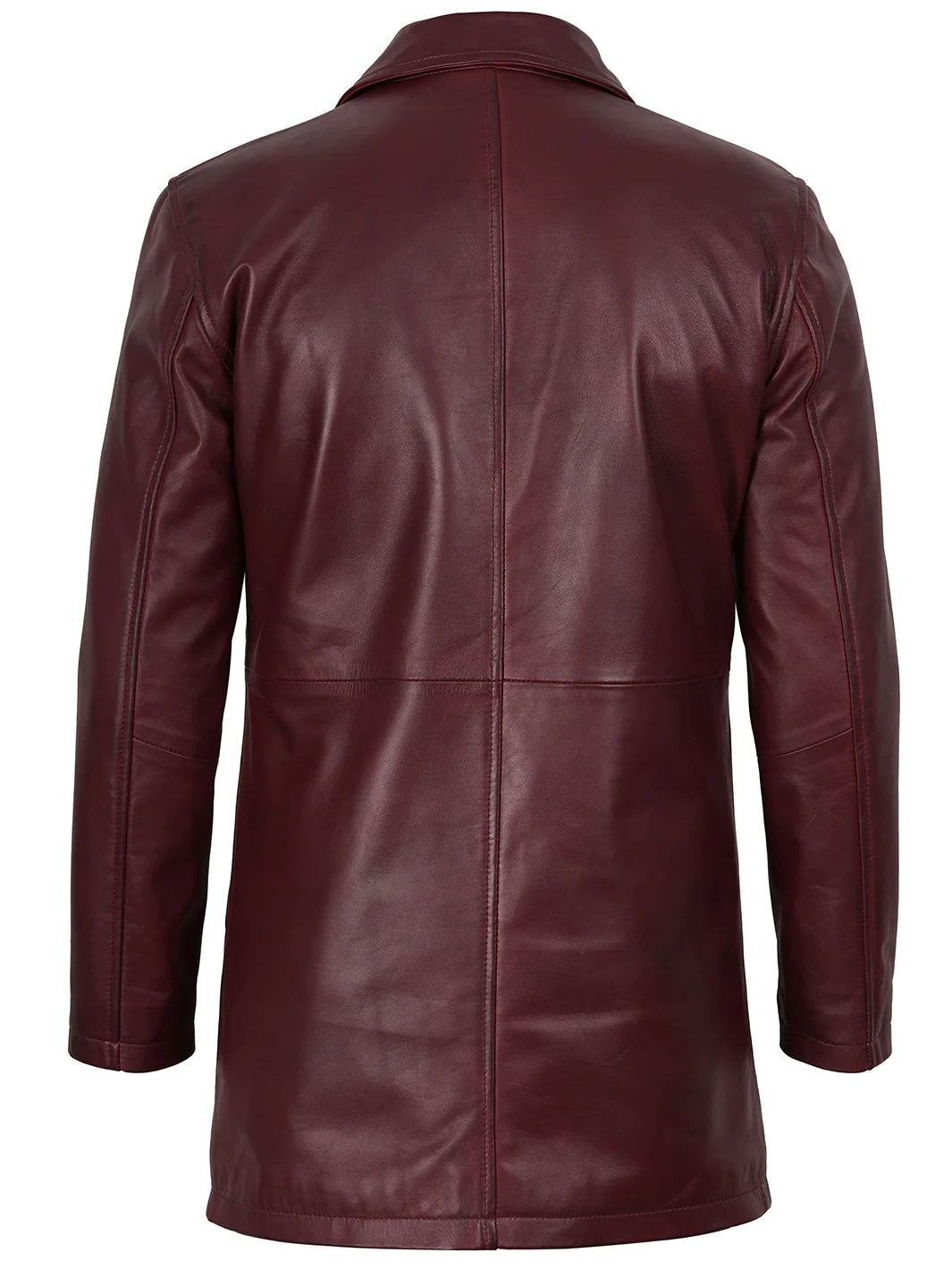 Mens Leather Coat Maroon 