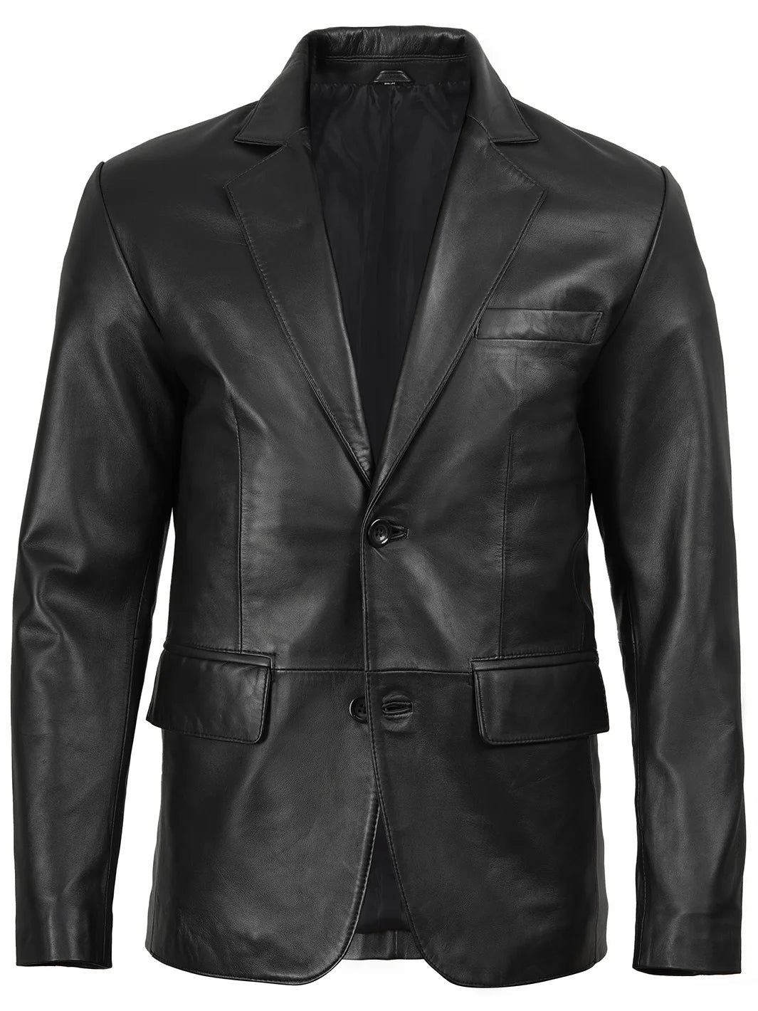 mens leather blazer black 