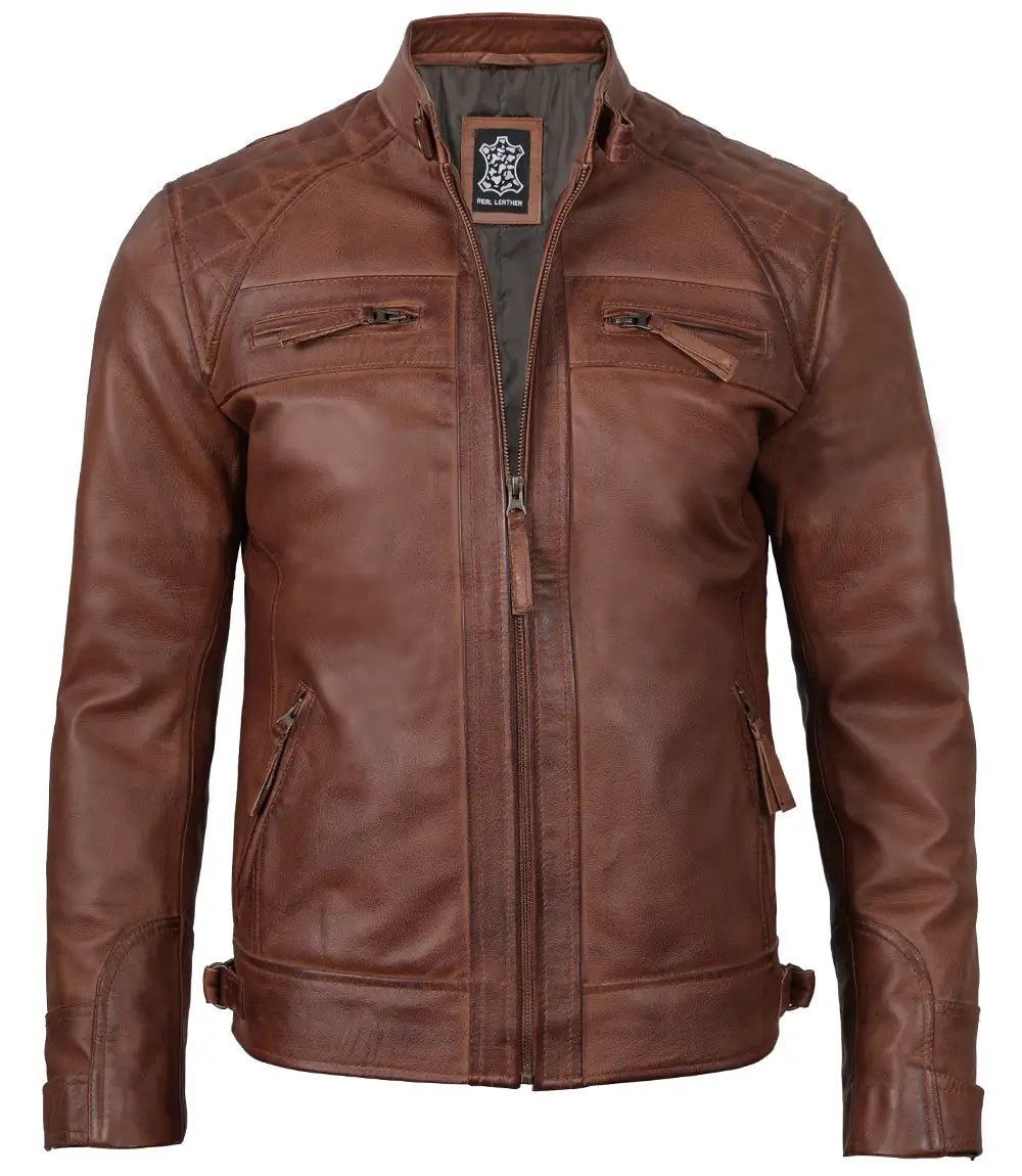 mens brown real leather jacket