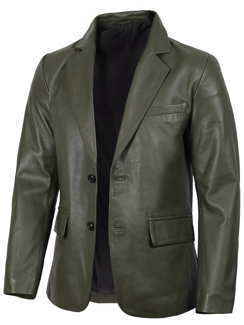 mens green real leather blazer 