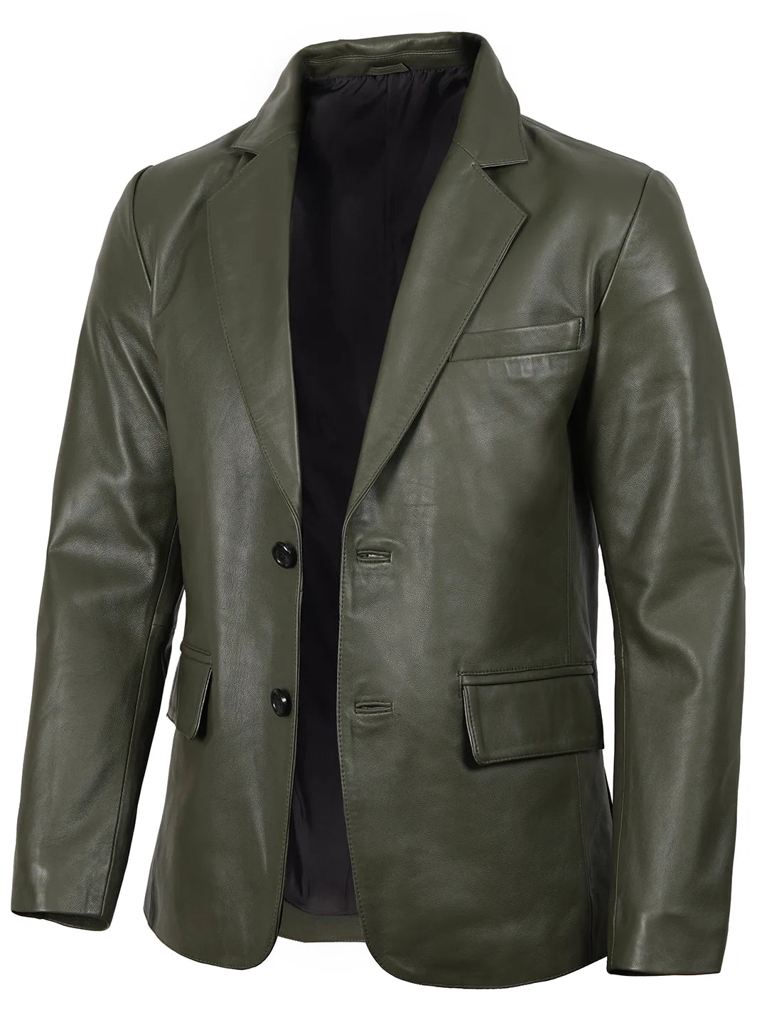 mens green real leather blazer 