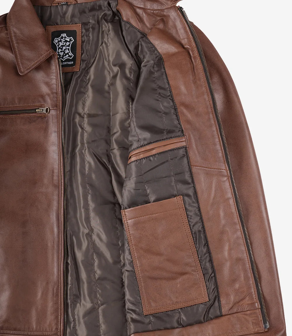 mens-harrington-brown-leather-jacket