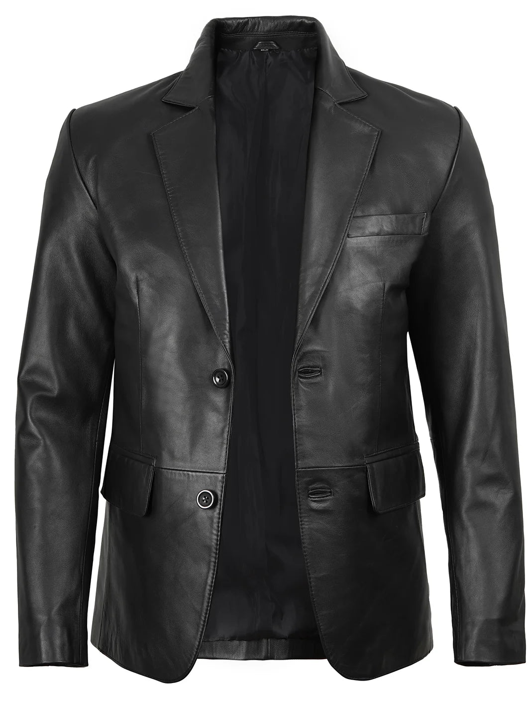 mens black leather blazer 