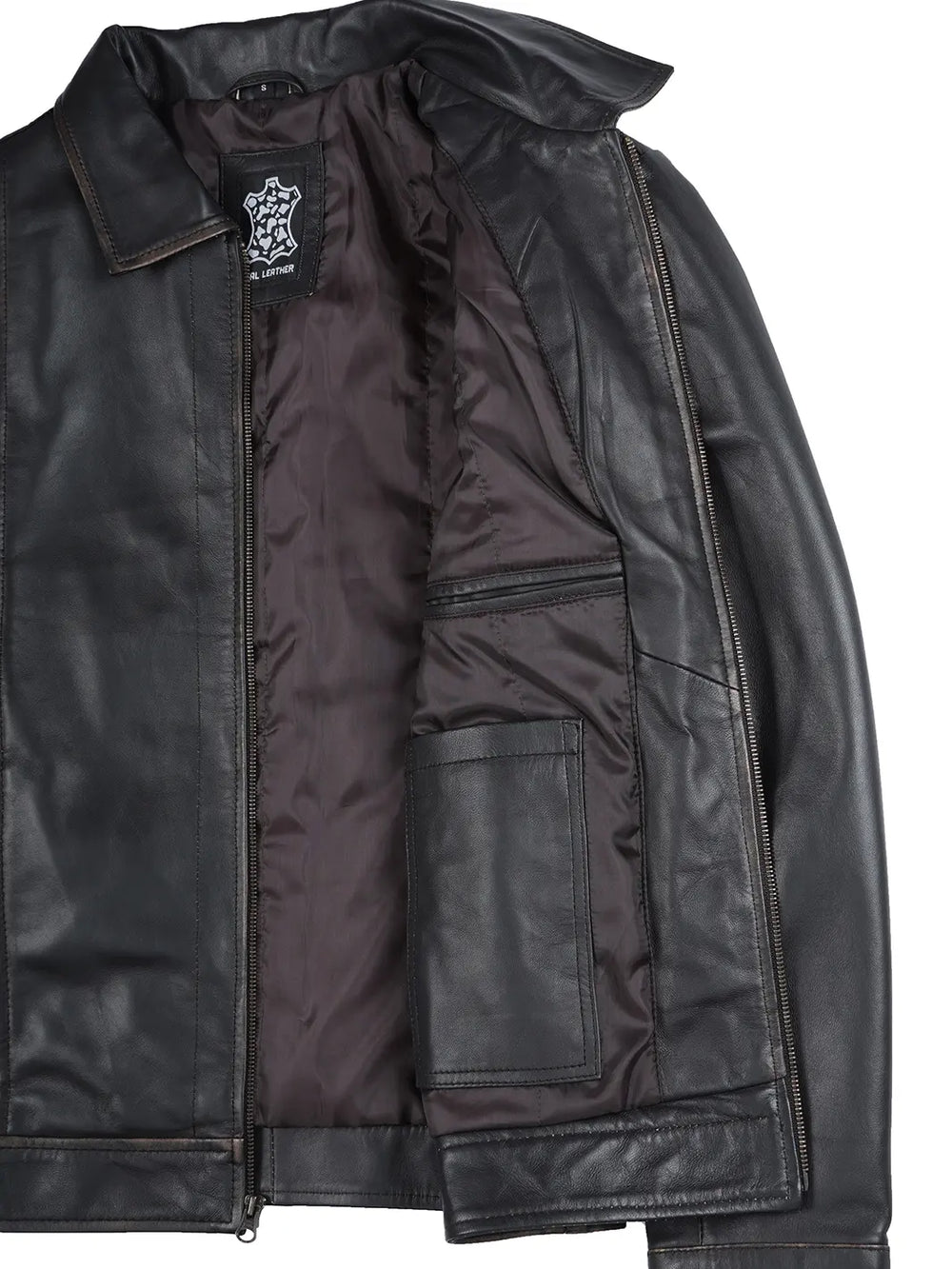 Decrum Men's Lambskin Leather Blazer – Real Leather Jacket In Brown Or Black, Notch Collar, Multiple Pockets