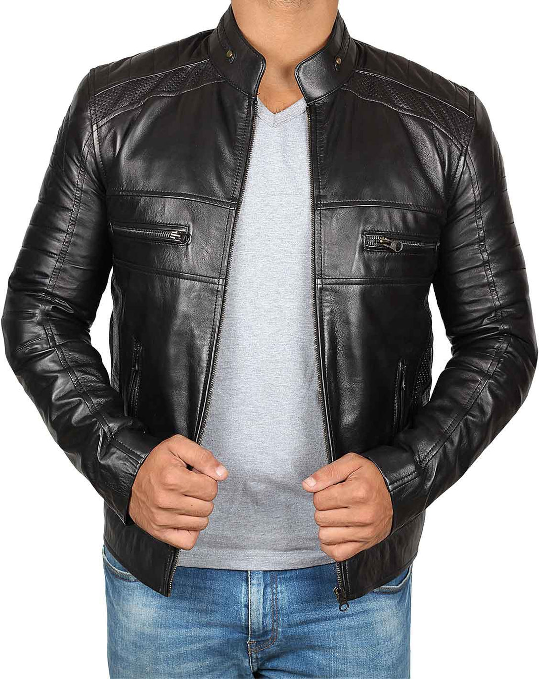 black leather jacket