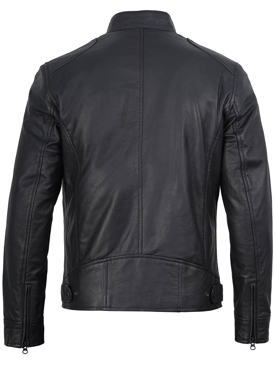 mens biker leather jacket black