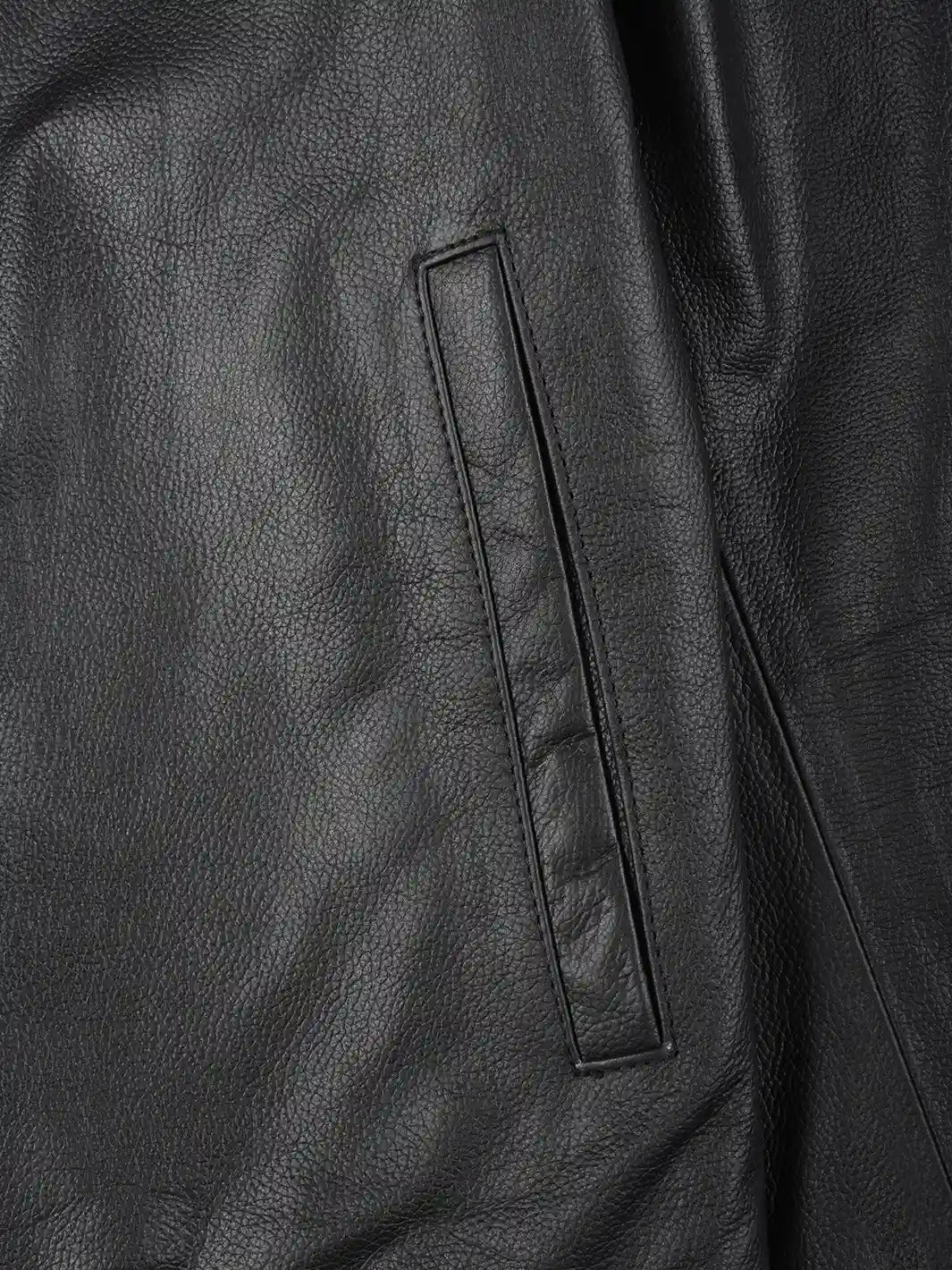 mens black leather jacket features