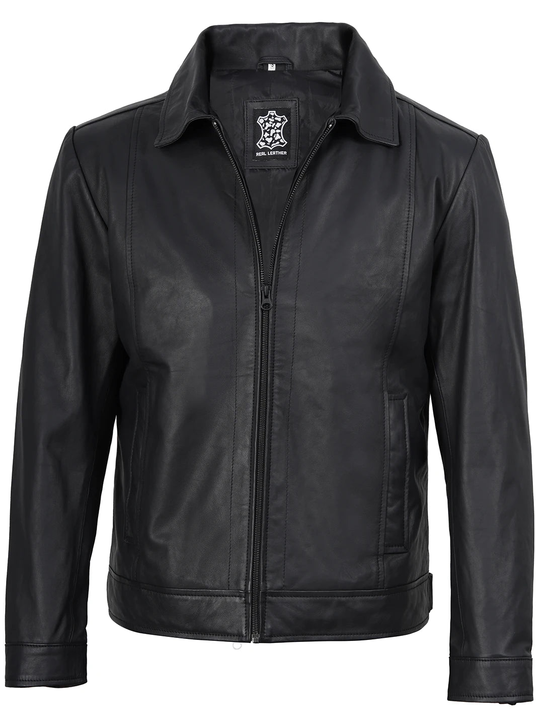 real leather jacket mens black