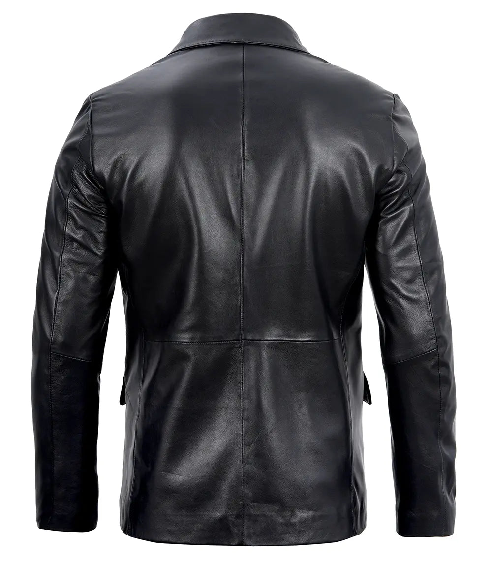 mens black leather blazers 