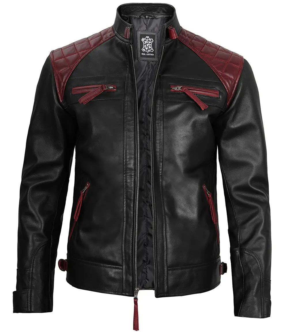 mens black real leather jacket