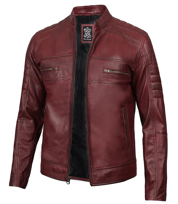 mens cafe racer maroon jacket