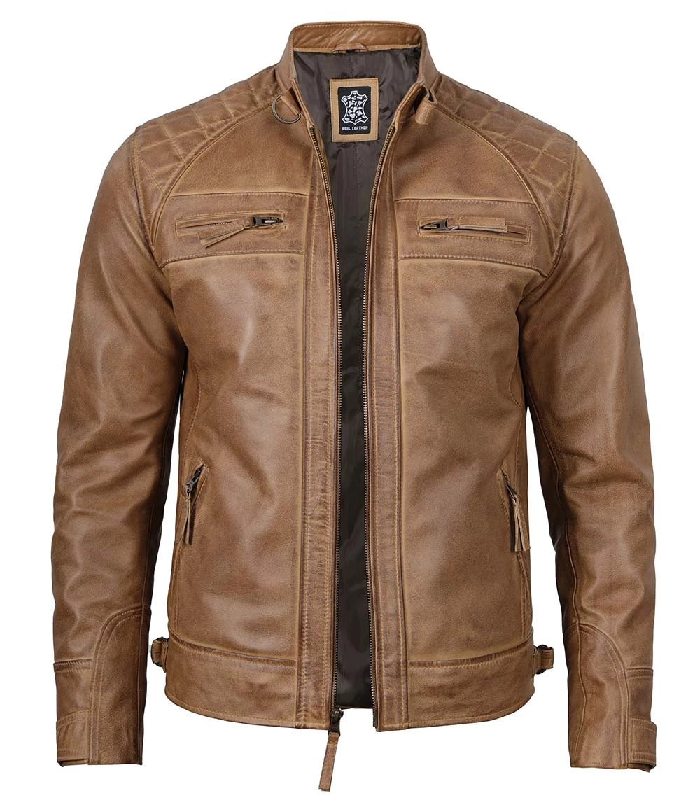 Mens Camel Leather Jacket