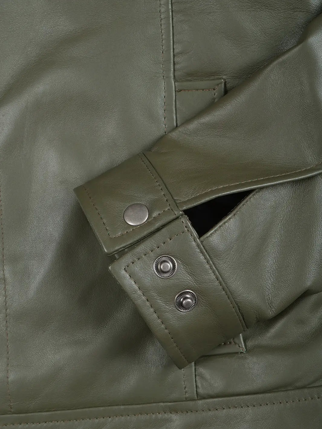 green real leather jacket harrington