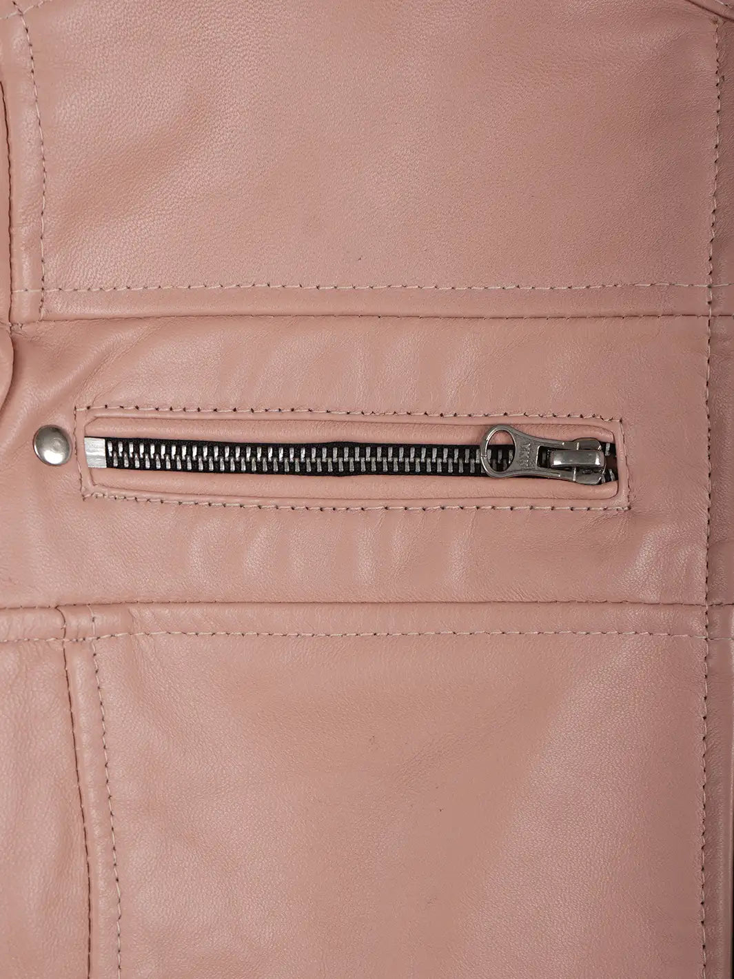 womens pink leather jacket features