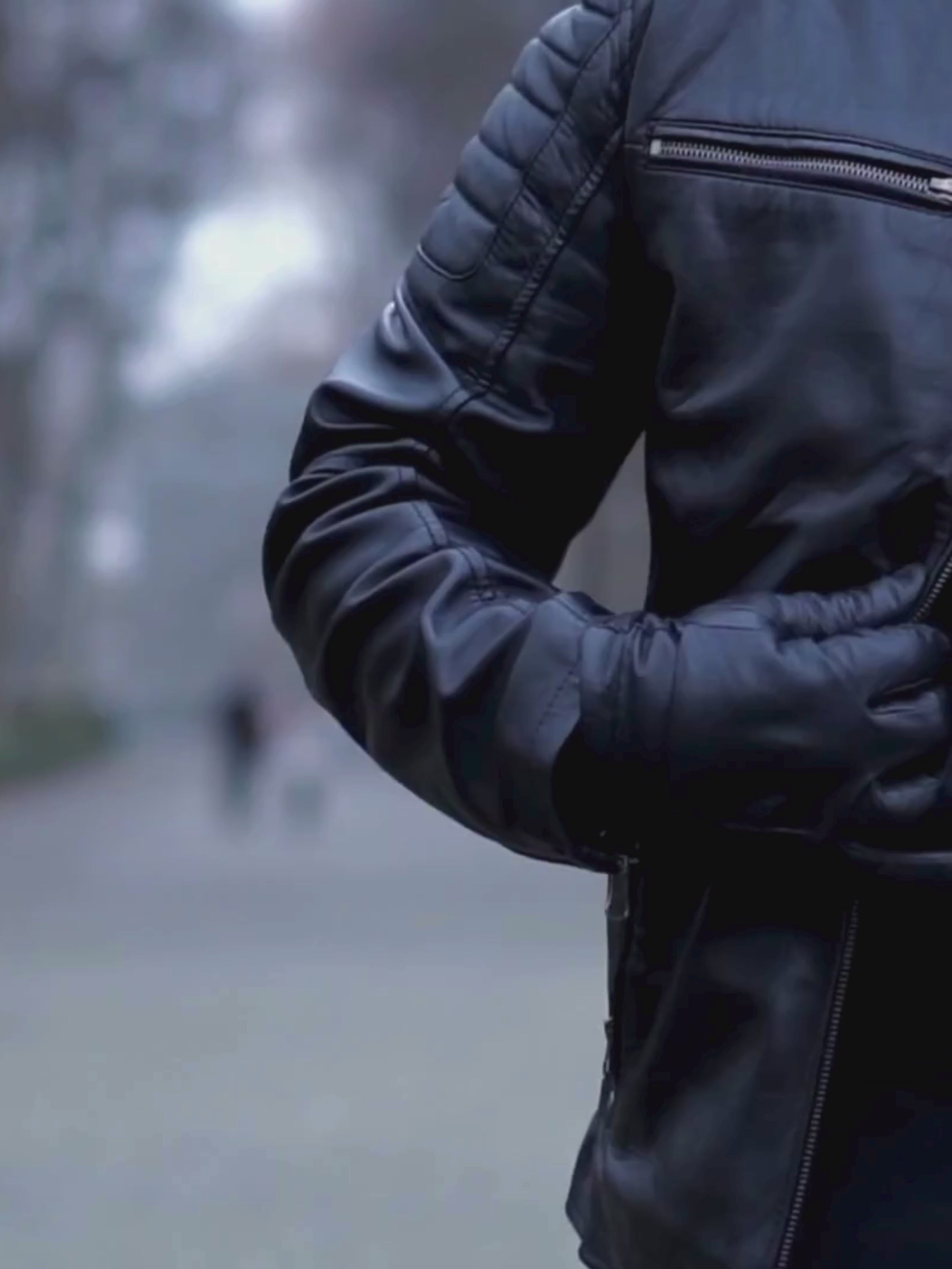 Men's Black Cafe Racer Style Leather Jacket | Padded Shoulders