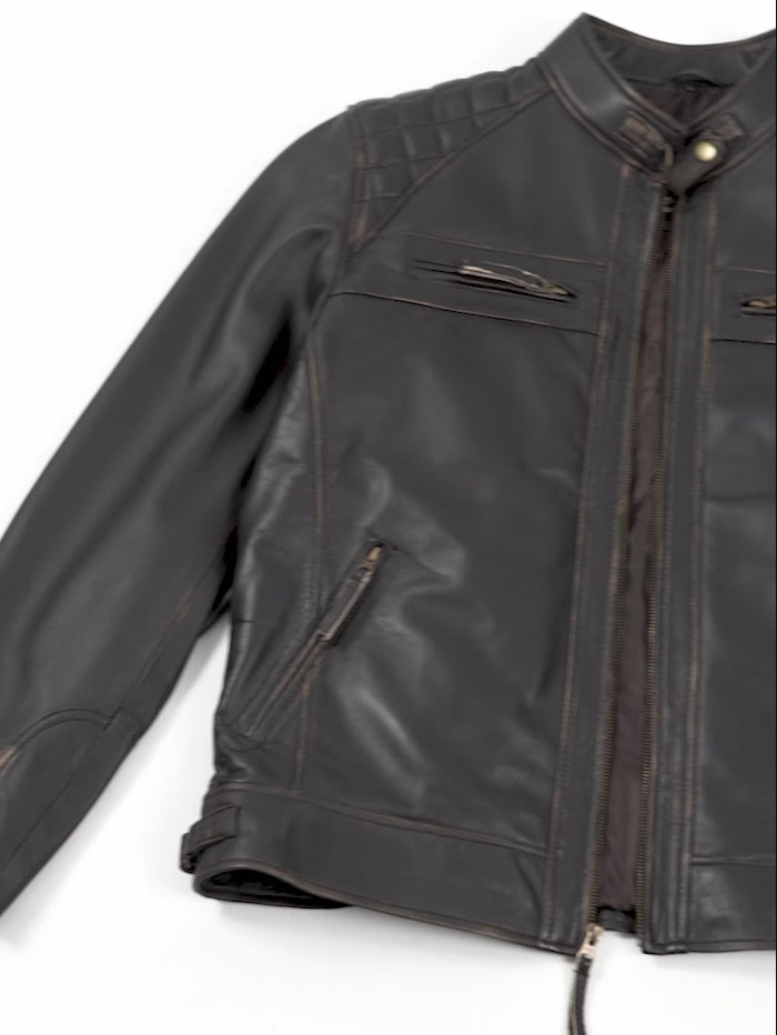 その他 DAIYAMOND 11 Men's Distressed Brown Biker Style Leather Jacket – Decrum