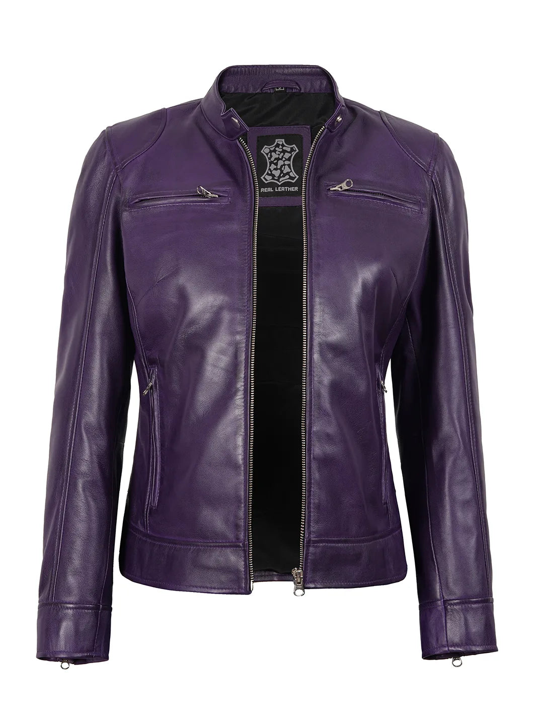 purple leather jacket biker 