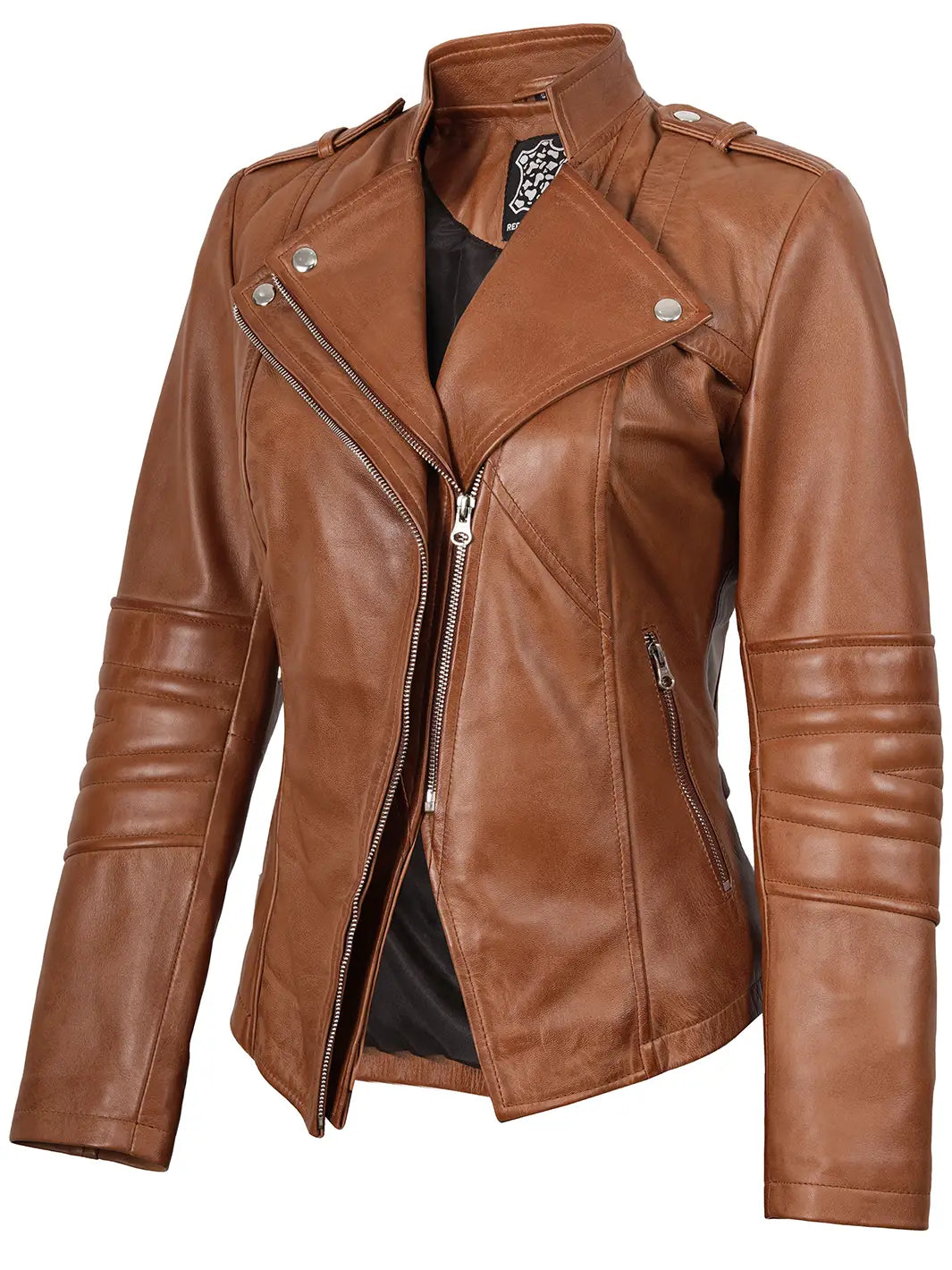 Womens Brown Biker Leather Jacket