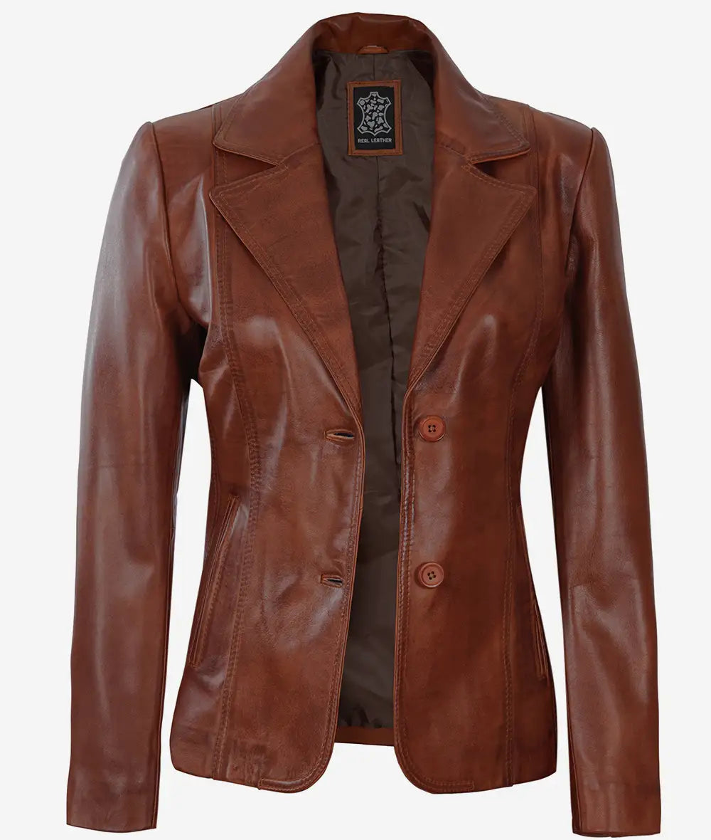 Women leather blazer