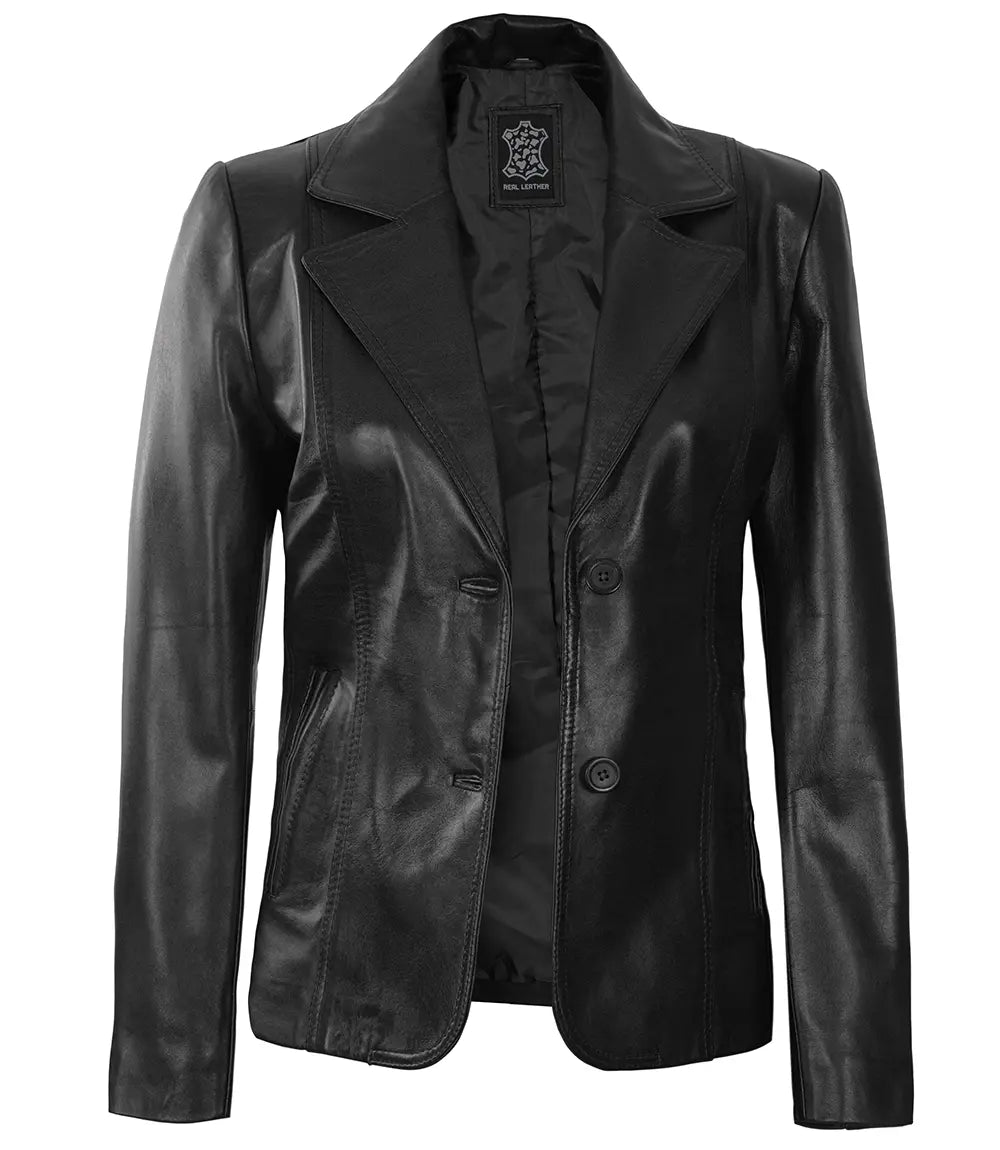 women leather blazer