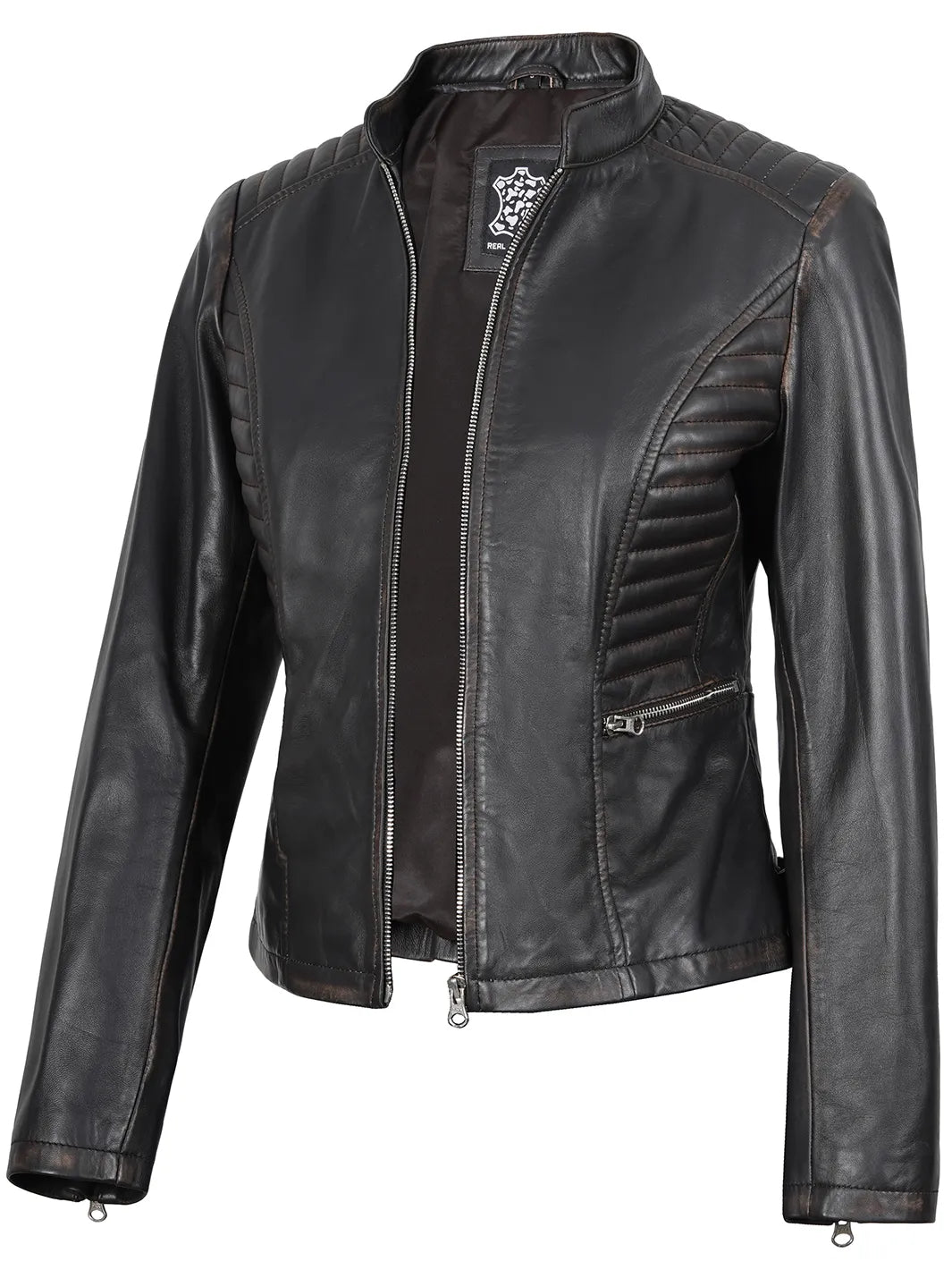 womens brown leather jacket