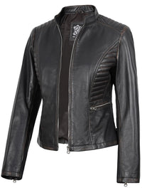 Real Leather Women's Dark Brown Biker Style Jacket