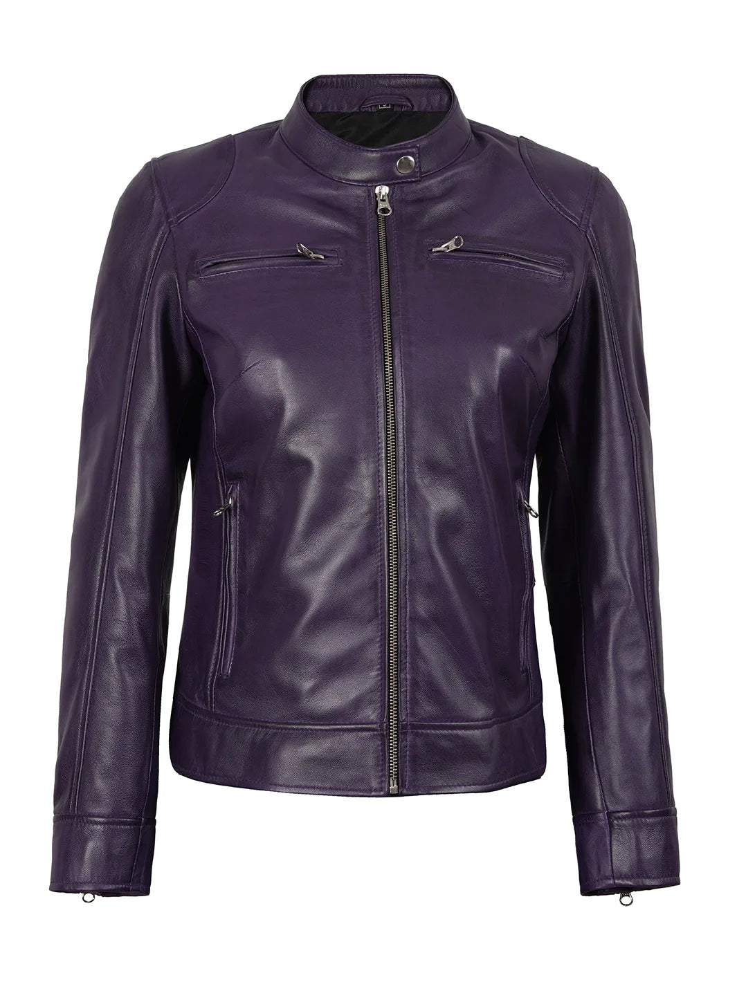 leather jacket womens purple 