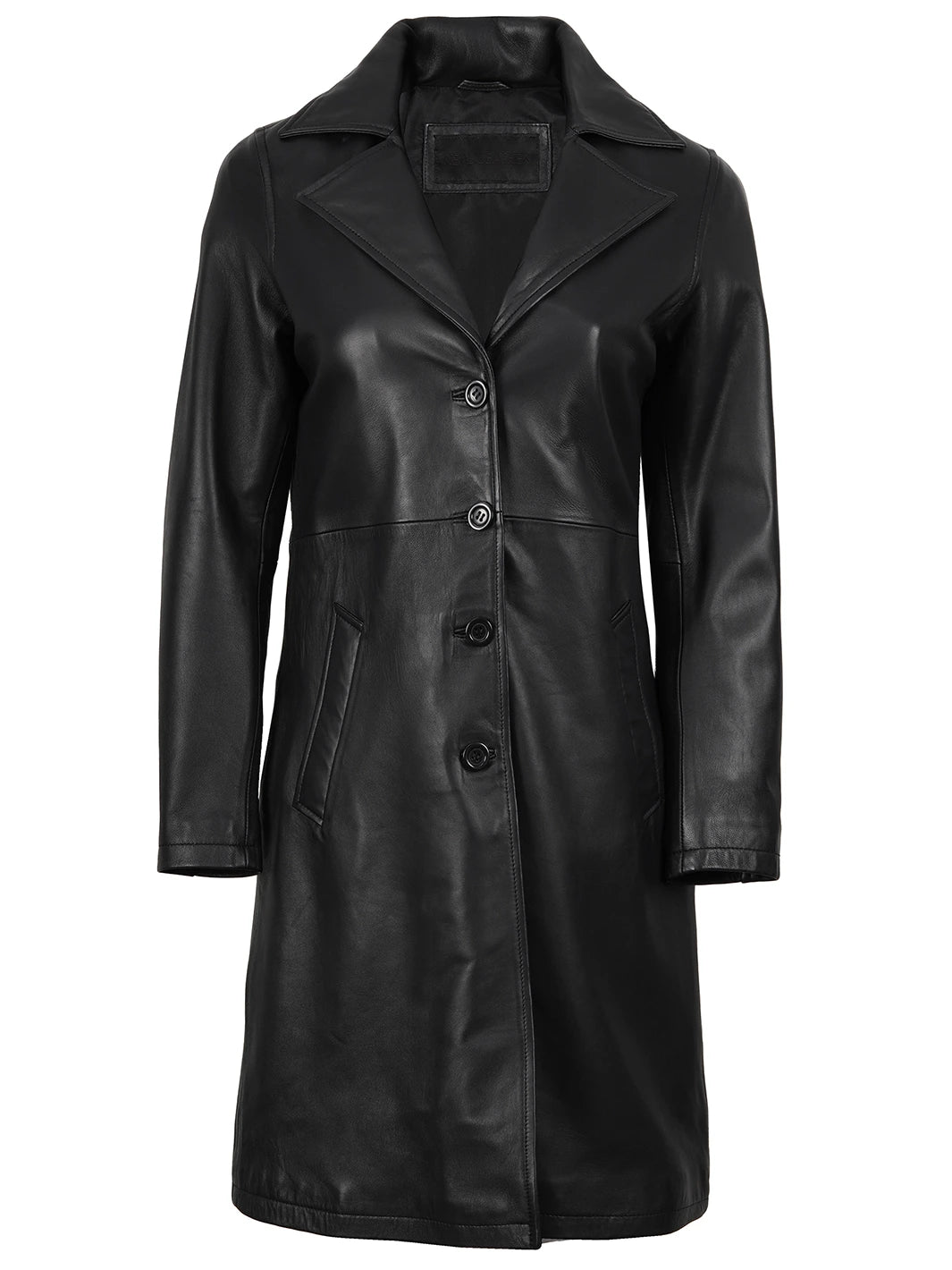 womens black leather coat