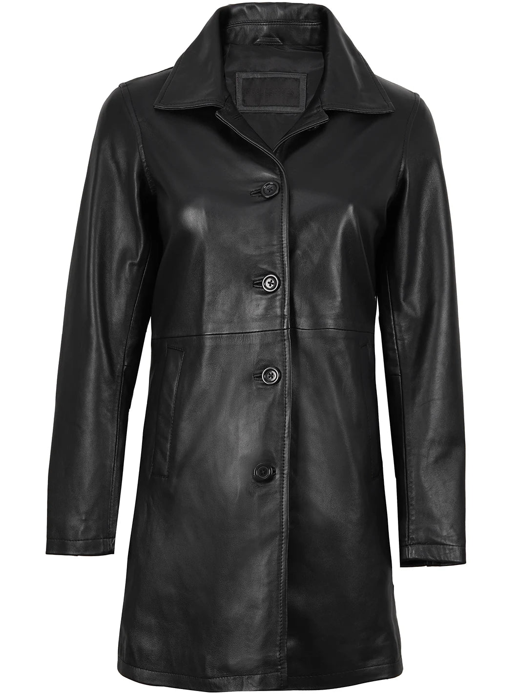 womens leather coat black
