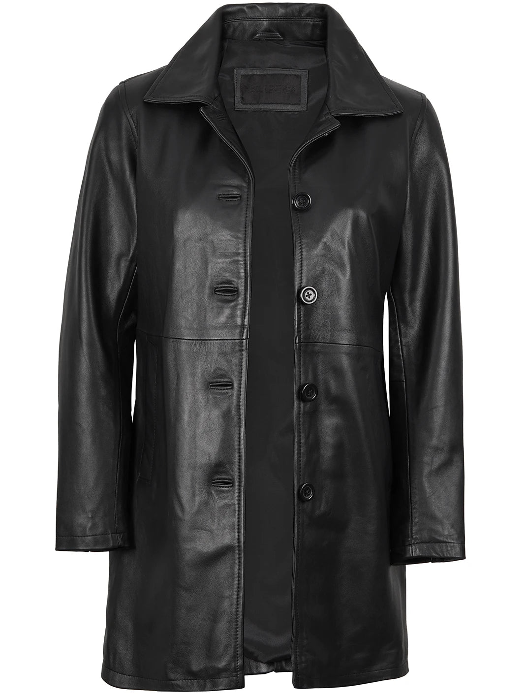 leather coat womens black