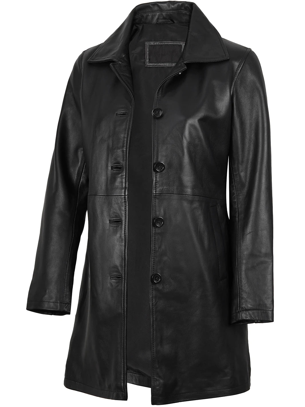 womens leather coat black 