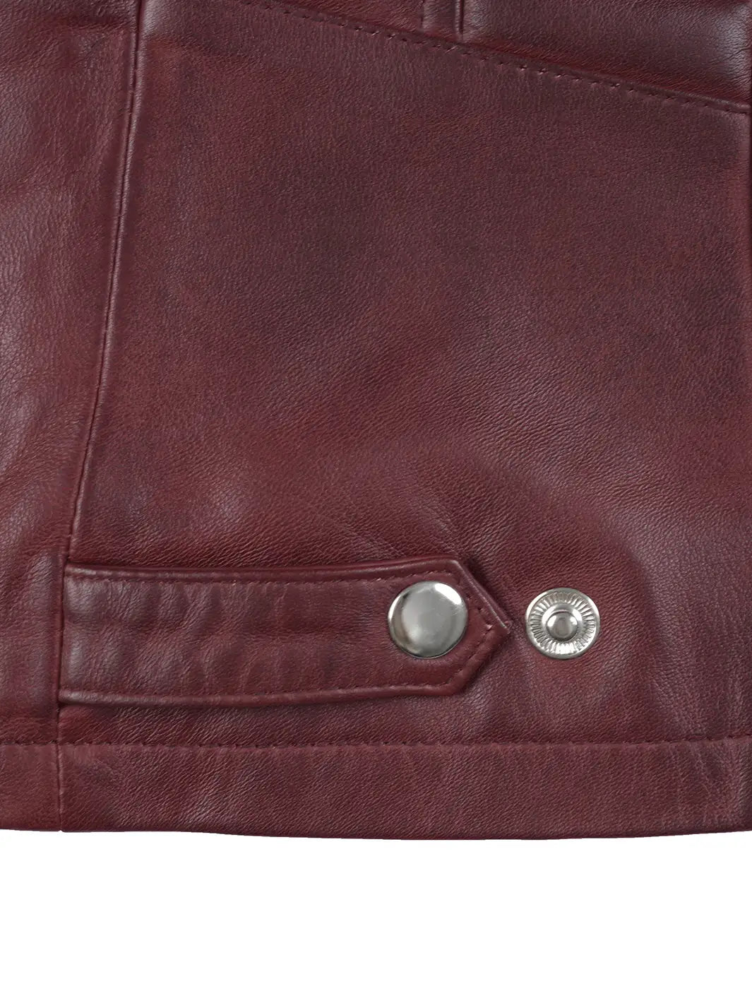 maroon leather jacket womens 