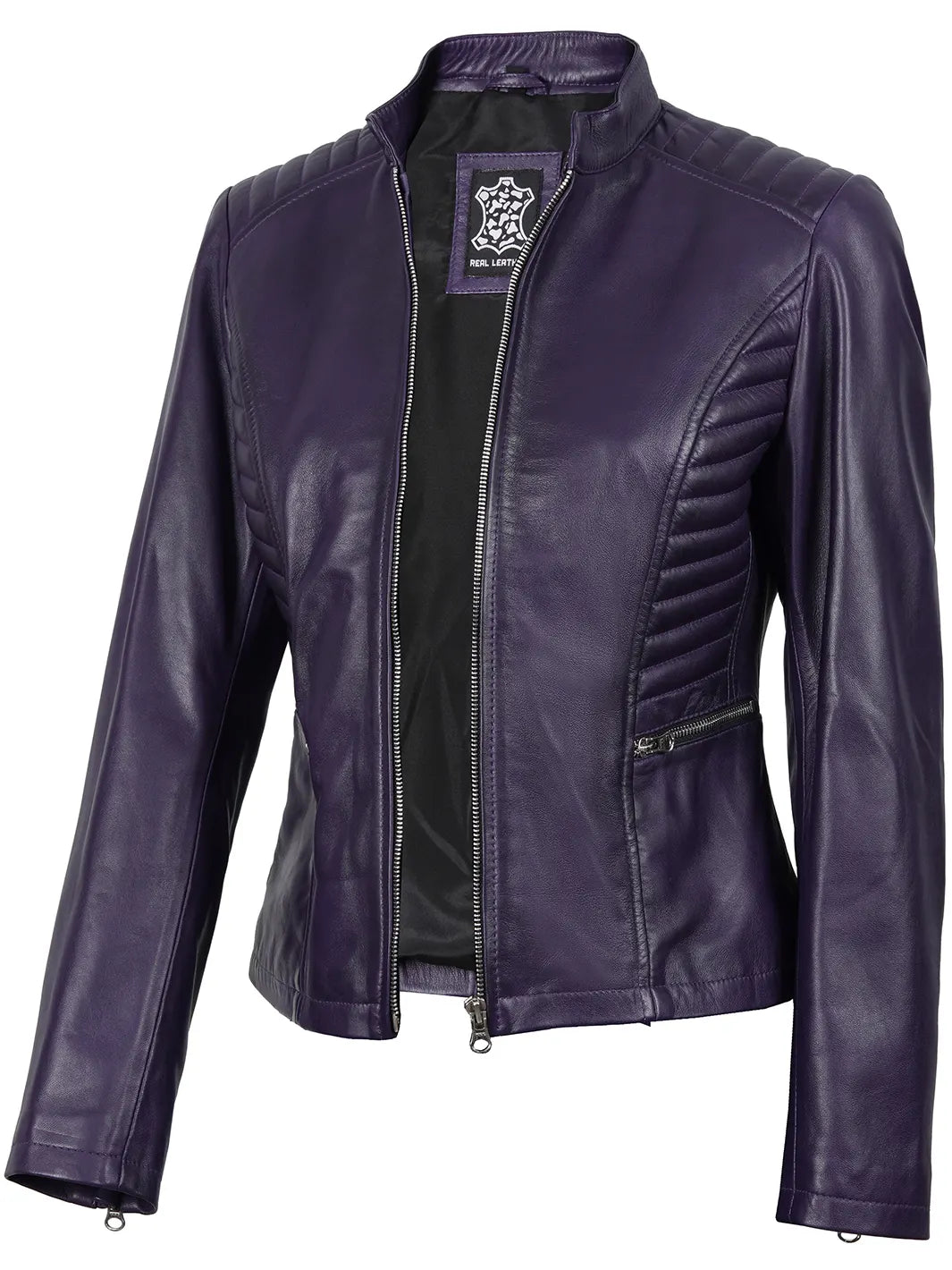 womens purple leather jacket