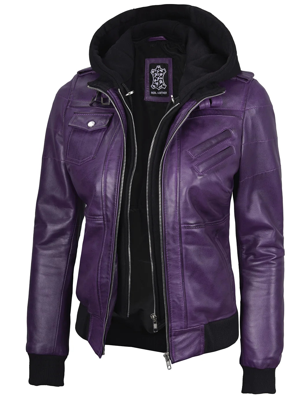 purple hooded jacket