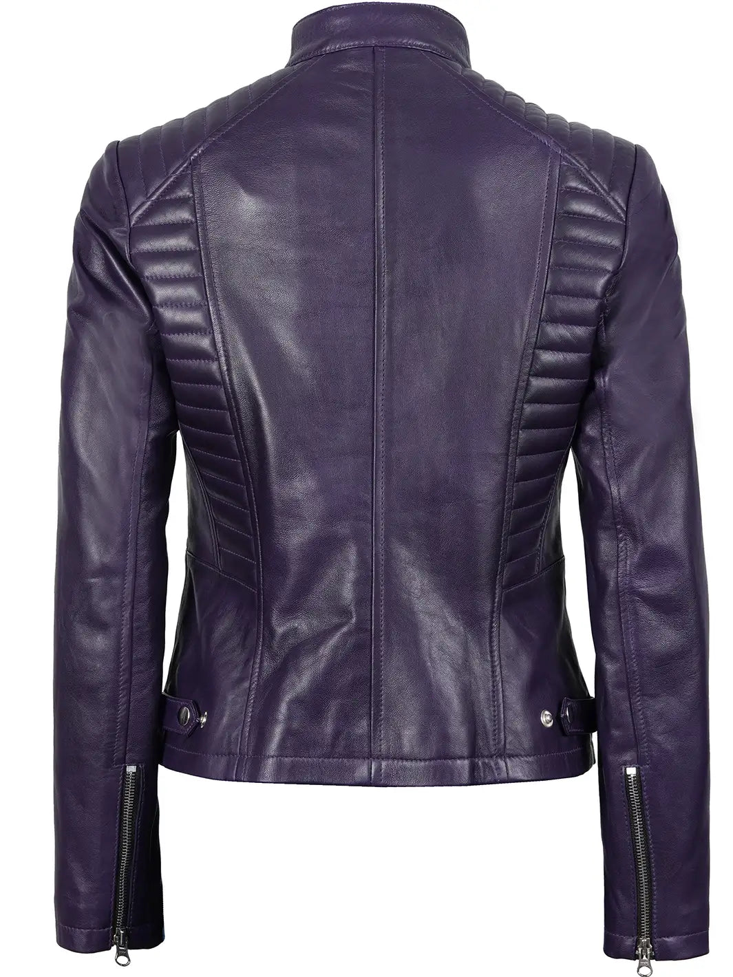 womens purple leather biker jacket