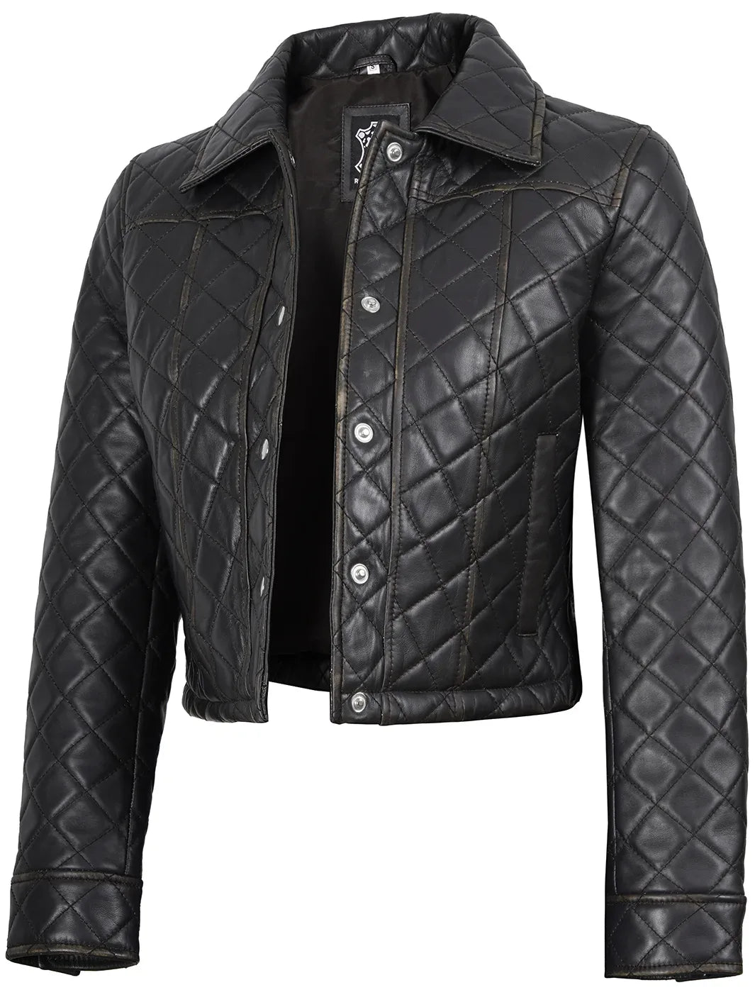 brown leather jacket cropped