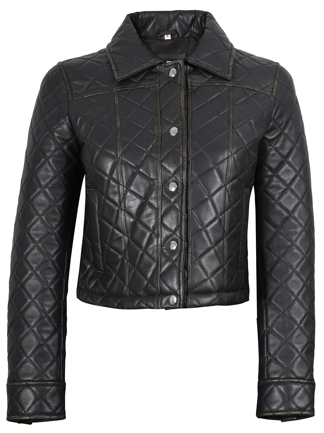 brown cropped leather jacket