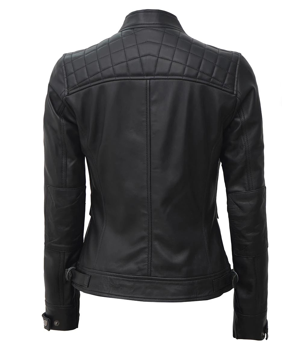 womens johnson black leather jacket 