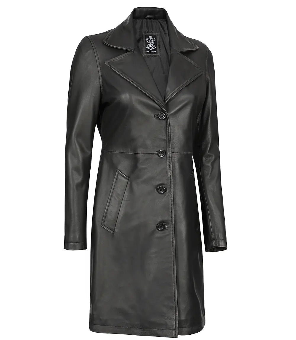 tall women leather coat