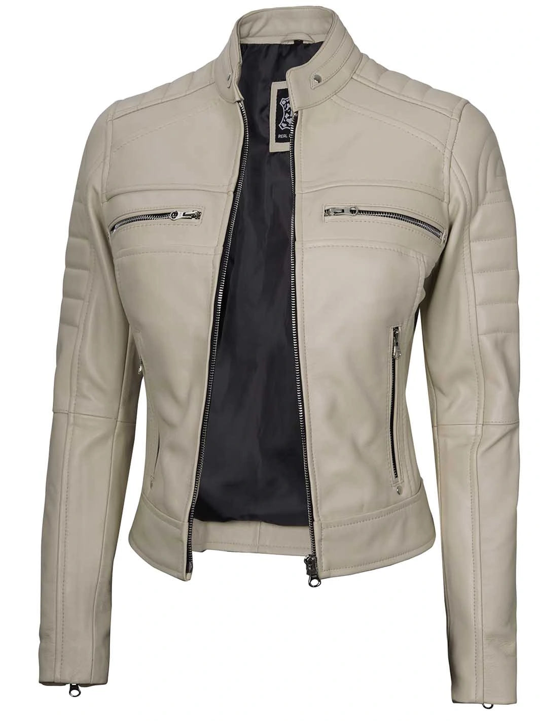 Womens cafe racer leather jacket