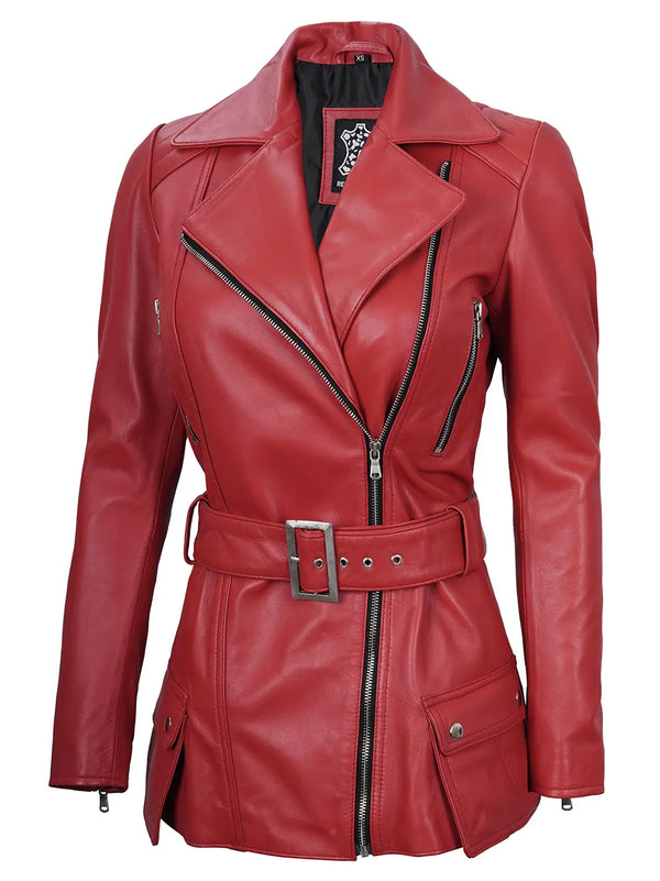 Womens red biker jacket