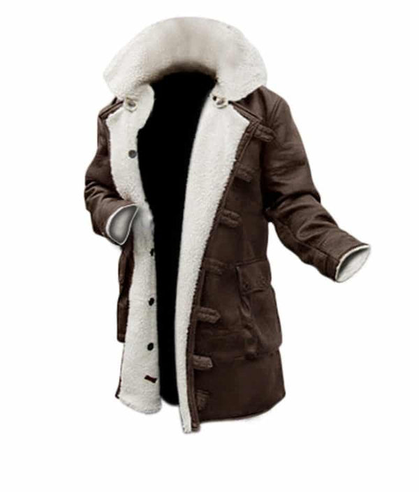 Men's Distressed Dark Brown Bane Sherpa Coat - Decrum