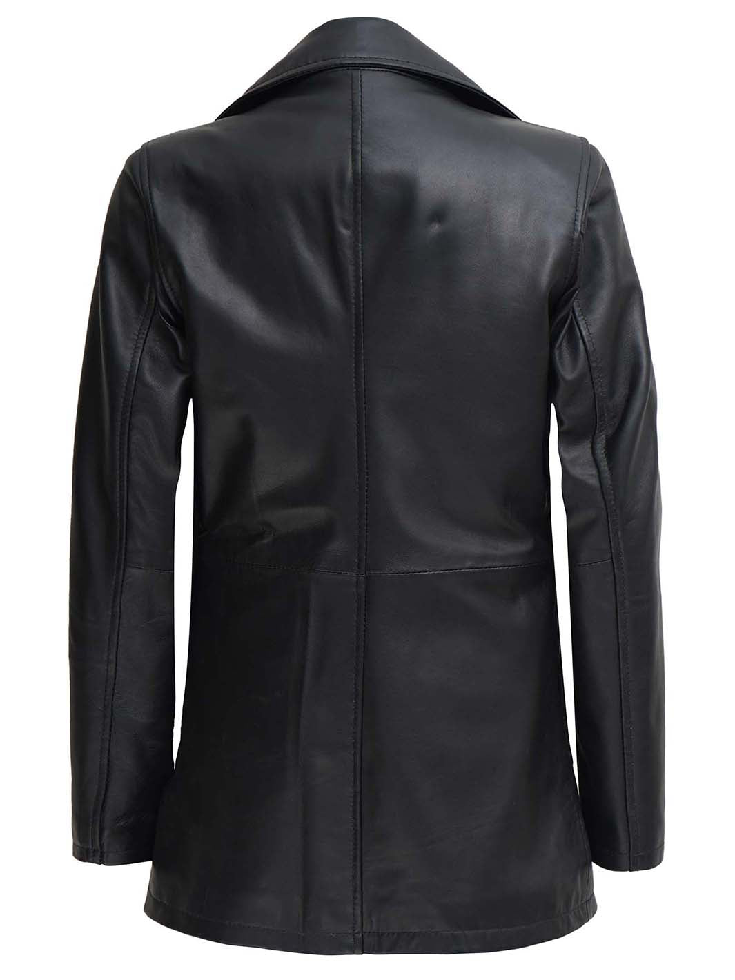 Winchester Black Women Leather Car Coat Real Leather Decrum