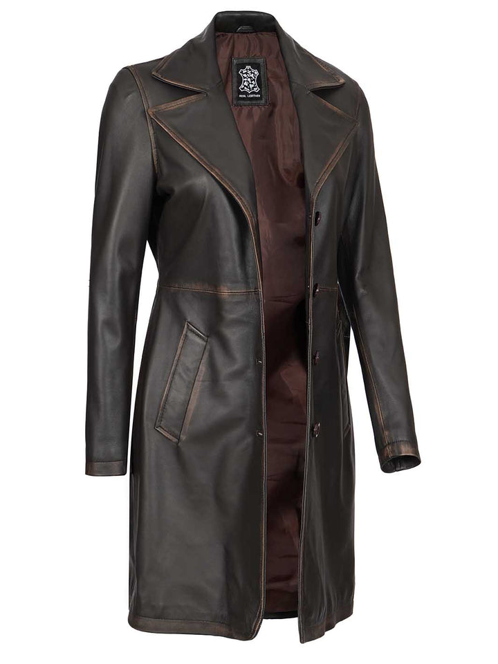 Rub Off Brown Car Coat For Women