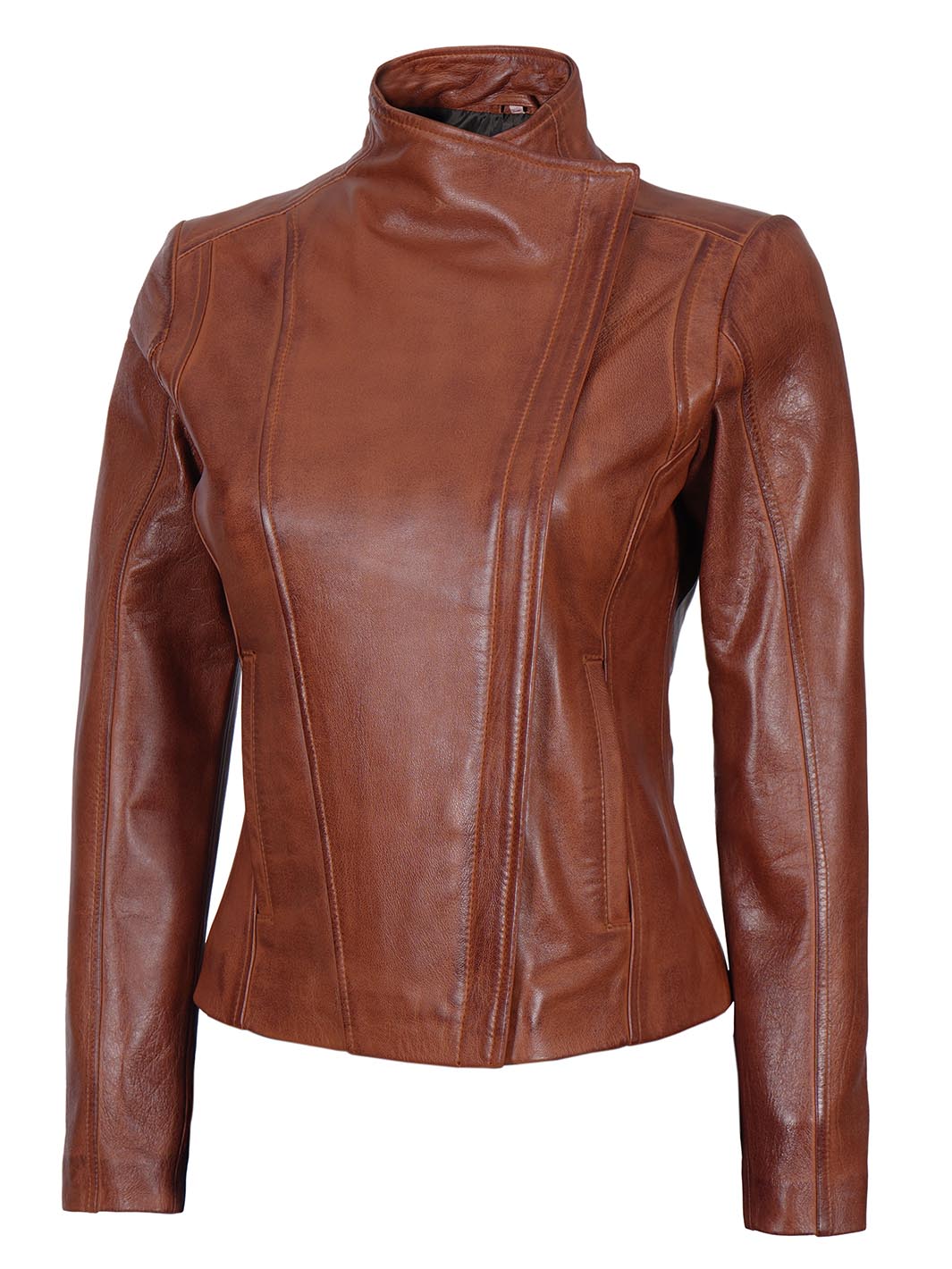 Women cafe racer Leather Jacket