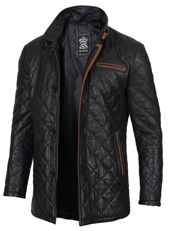 knee length dresses for ladies Mens Leather Blazer Jacket, Goatskin Get Customization Option Black / Leather / XL
