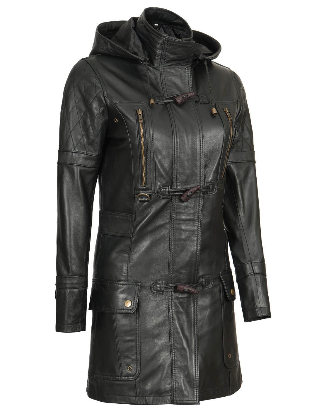 3 quarter length leather jackets best sale