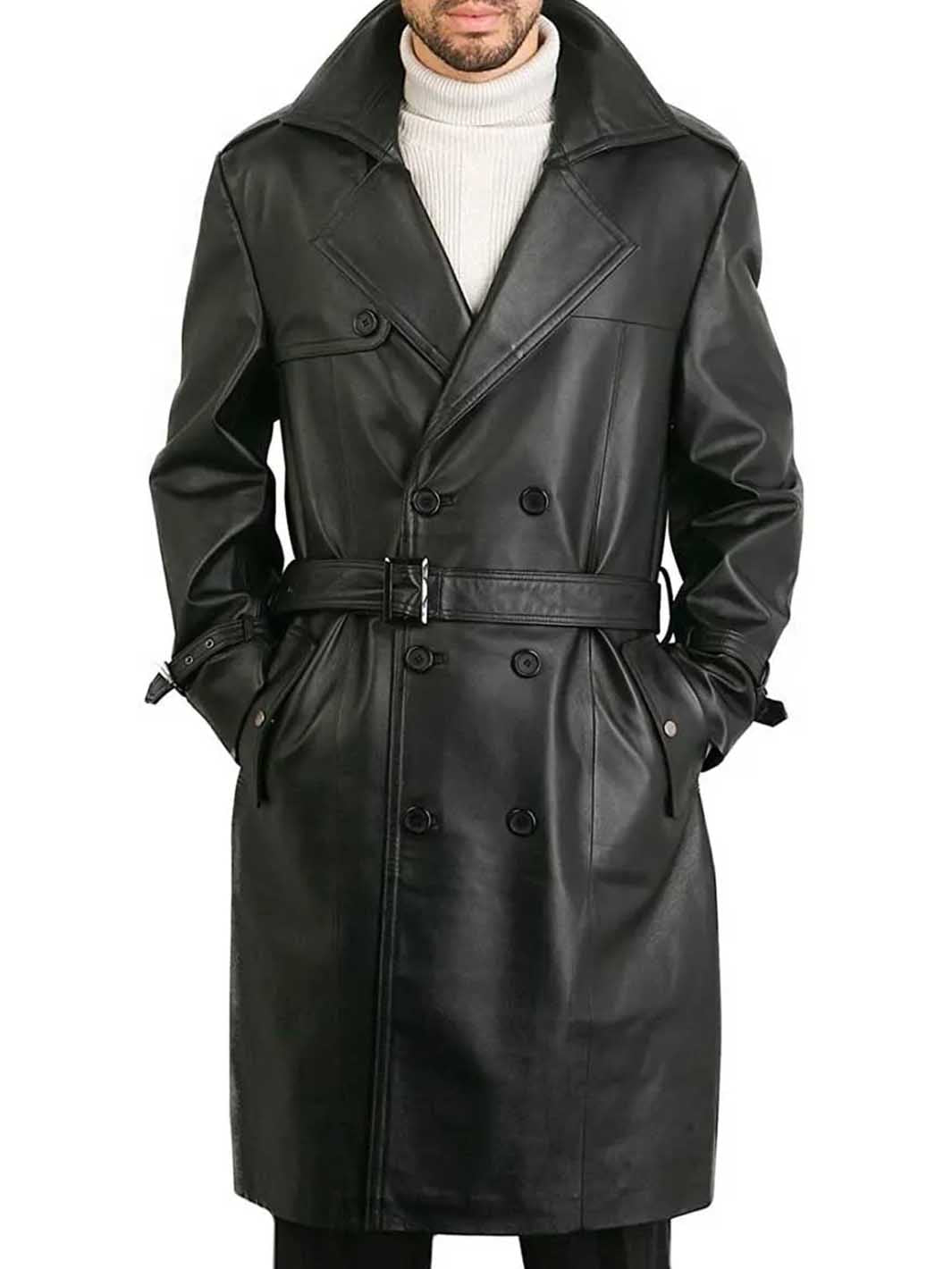 Mens leather duster coat shop